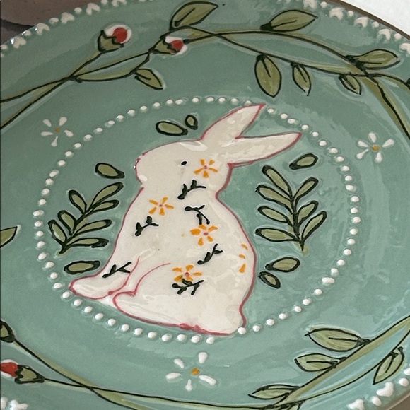 NEW! Vintage Inspired Shabby Chic Ceramic Floral Bunny Serving Plate - Picture 2 of 8